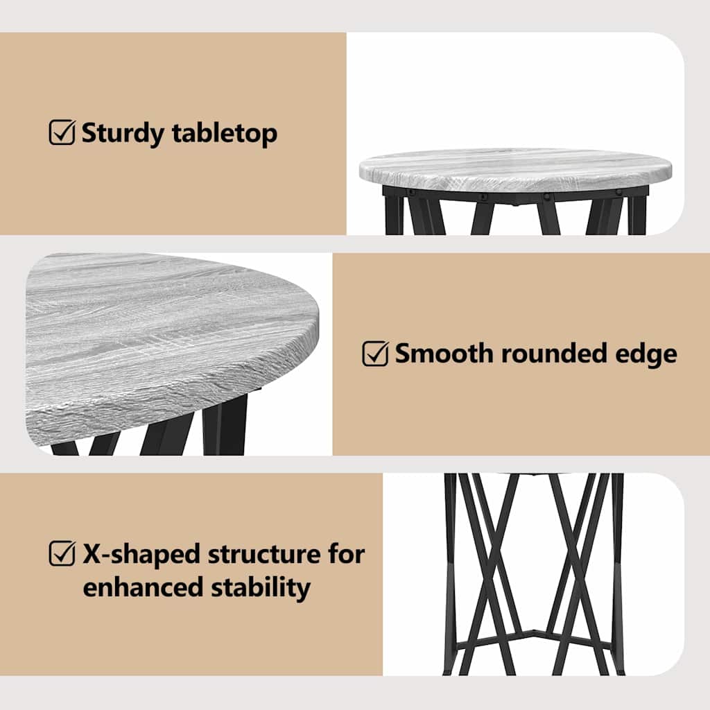 Coffee Table 2 pcs Grey Sonoma Engineered Wood and Steel