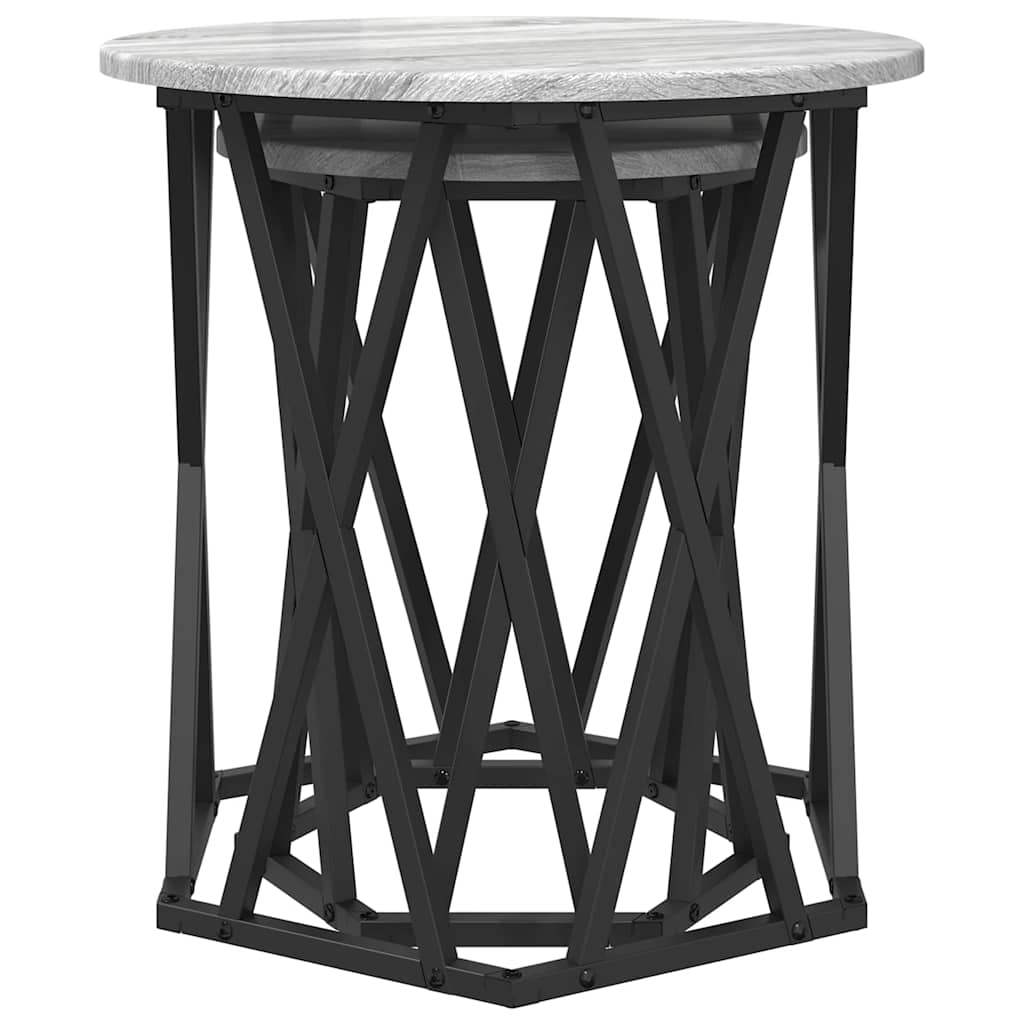 Coffee Table 2 pcs Grey Sonoma Engineered Wood and Steel