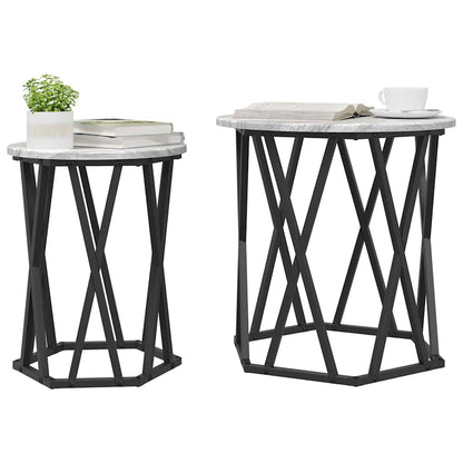 Coffee Table 2 pcs Grey Sonoma Engineered Wood and Steel