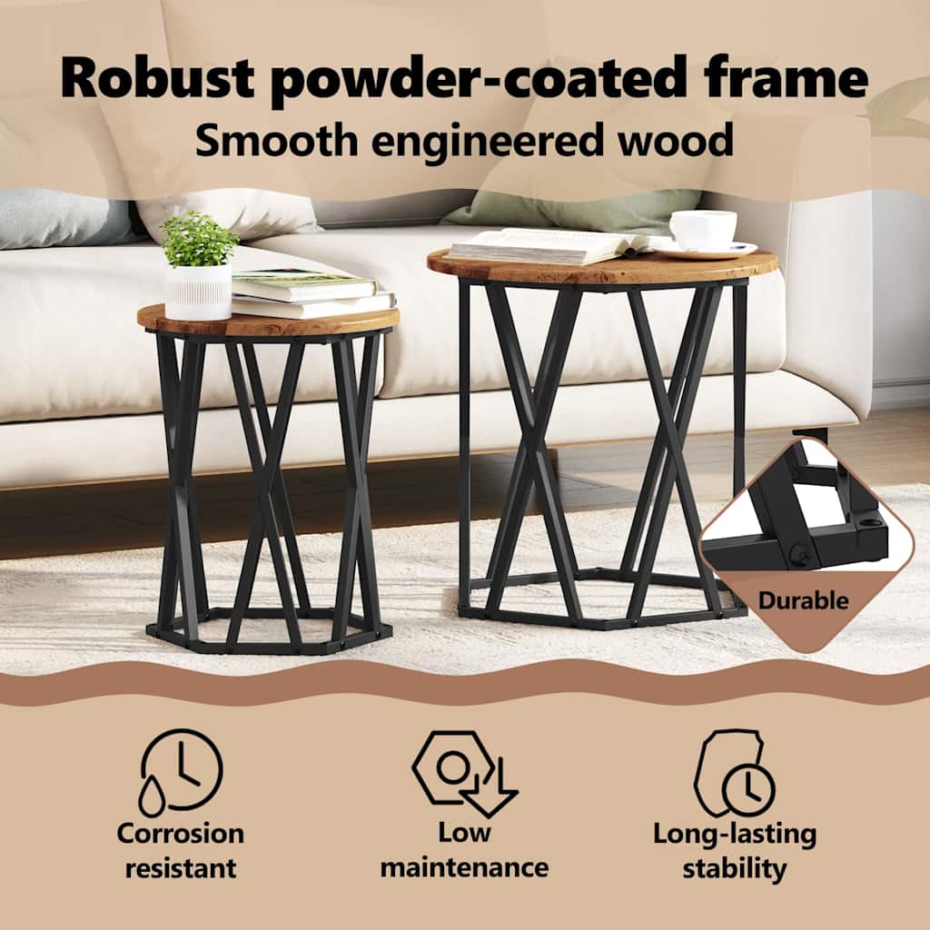 Coffee Table 2 pcs Old Wood Engineered Wood and Steel