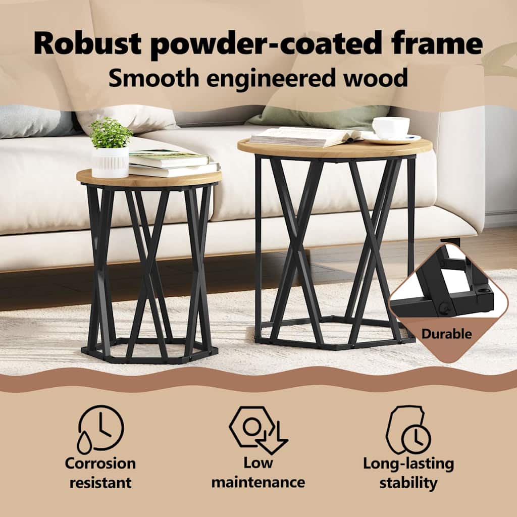 Coffee Table 2 pcs Artisan Oak Engineered Wood and Steel