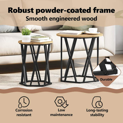 Coffee Table 2 pcs Artisan Oak Engineered Wood and Steel