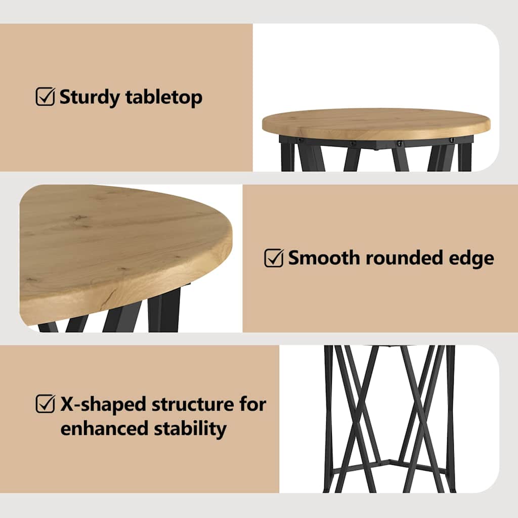 Coffee Table 2 pcs Artisan Oak Engineered Wood and Steel