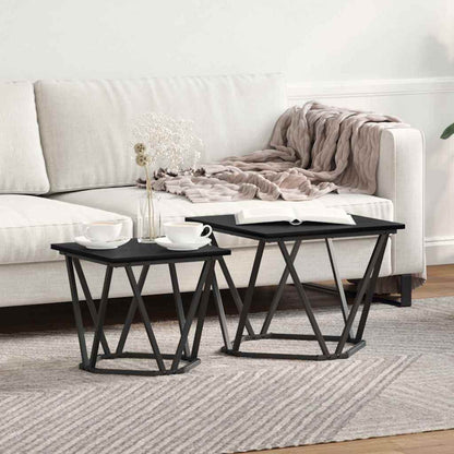 Side Table Set 2 pcs Black oak 50 x 50 x 40 cm
