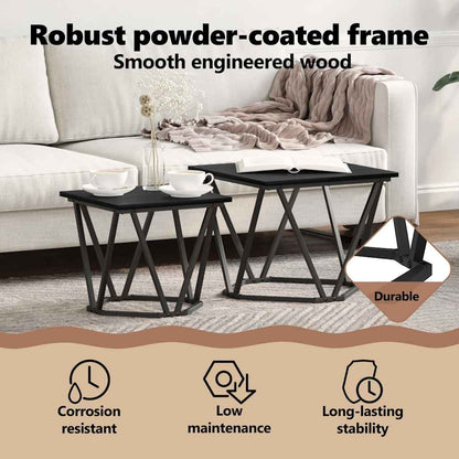 Side Table Set 2 pcs Black oak 50 x 50 x 40 cm