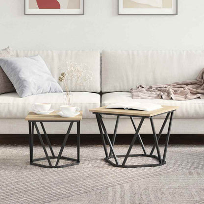 Side Table Set 2 pcs Sonoma Oak Engineered Wood and Steel