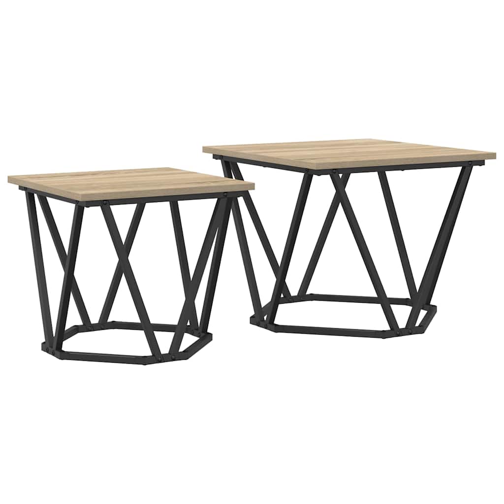 Side Table Set 2 pcs Sonoma Oak Engineered Wood and Steel