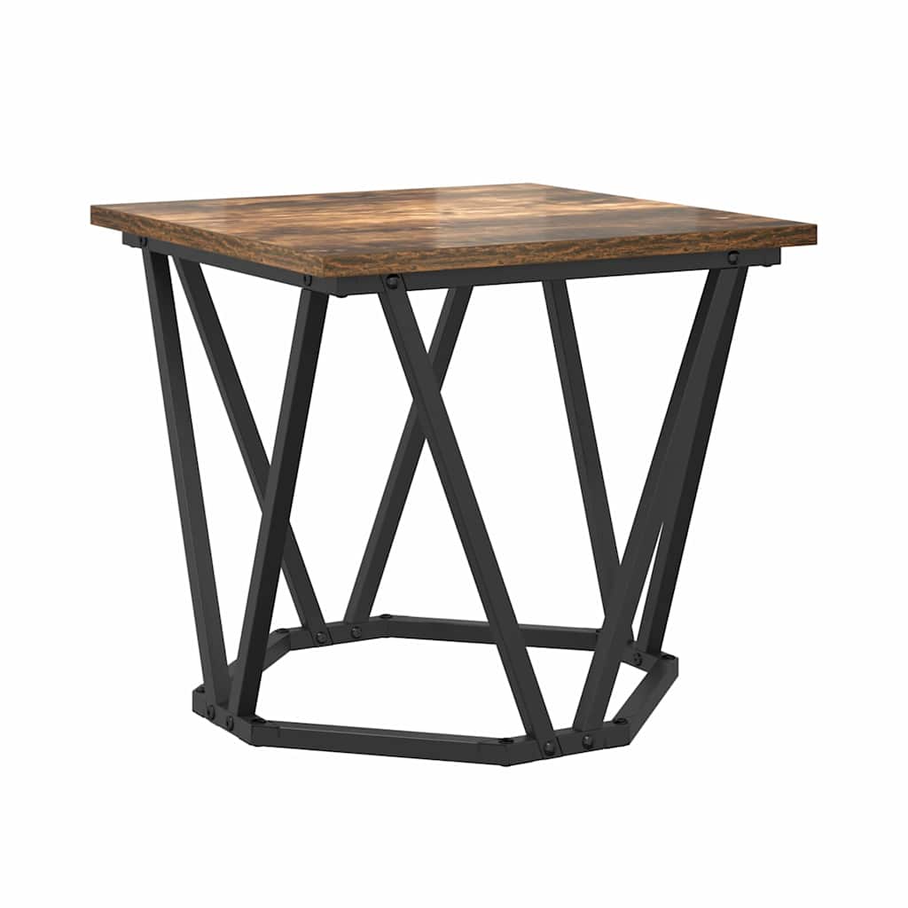 Side Table Set 2 pcs Smoked Oak Engineered Wood and Steel