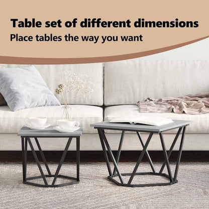Side Table Set 2 pcs Grey Sonoma Engineered Wood and Steel