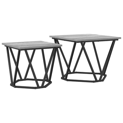 Side Table Set 2 pcs Grey Sonoma Engineered Wood and Steel