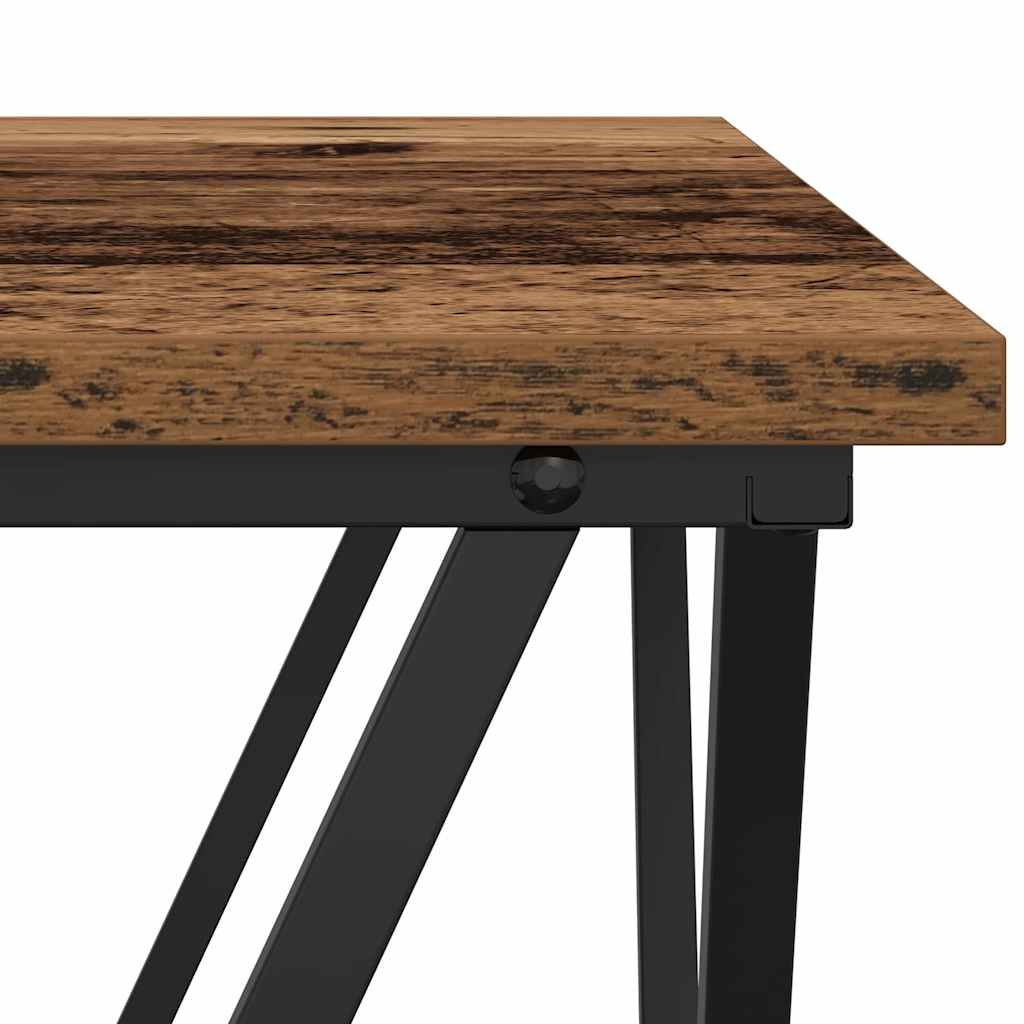 Side Table Set 2 pcs Reclaimed Wood Engineered Wood and Steel