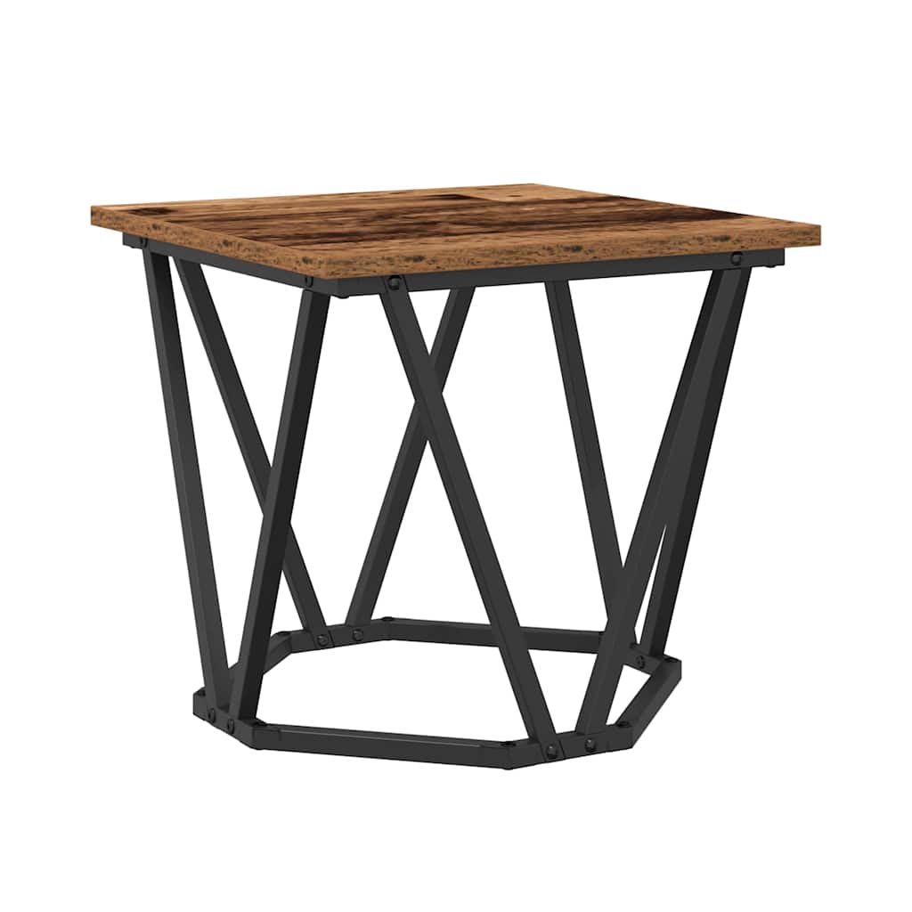 Side Table Set 2 pcs Reclaimed Wood Engineered Wood and Steel
