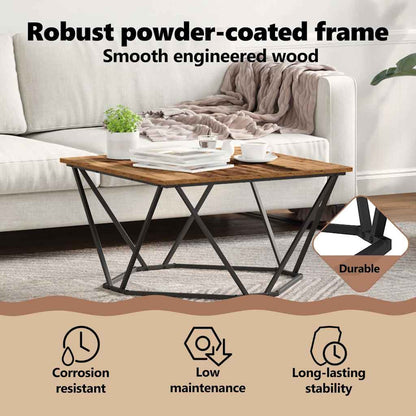 Coffee Table Old Wood 80 x 80 x 45 cm Engineered Wood and Steel