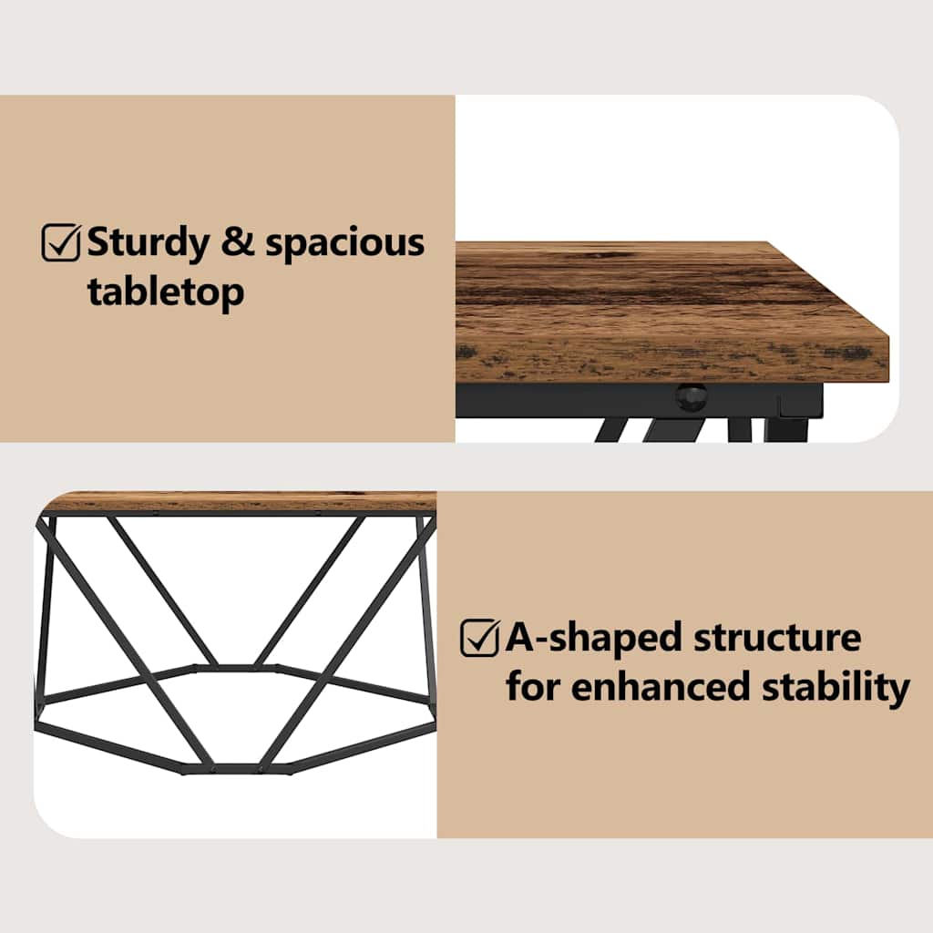 Coffee Table Old Wood 80 x 80 x 45 cm Engineered Wood and Steel