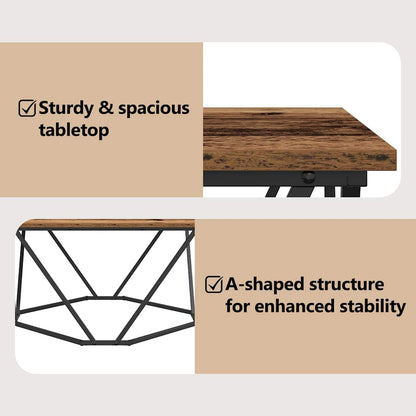 Coffee Table Old Wood 80 x 80 x 45 cm Engineered Wood and Steel