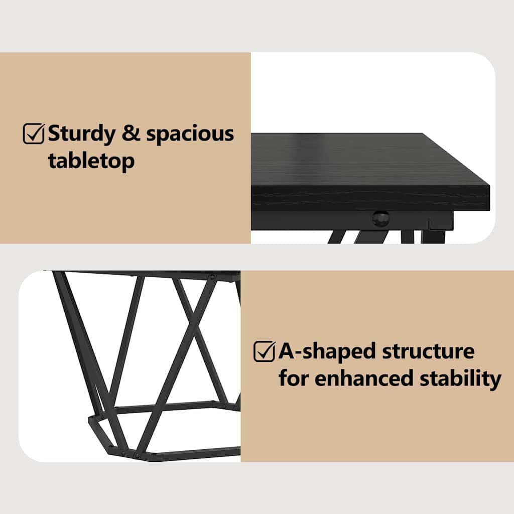 Coffee Table 3 pcs Black Oak Engineered Wood and Steel