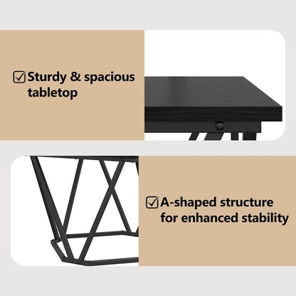Coffee Table 3 pcs Black Oak Engineered Wood and Steel