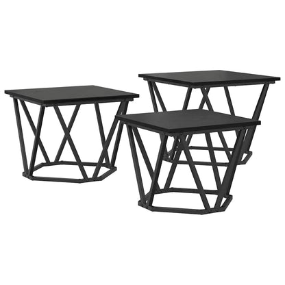 Coffee Table 3 pcs Black Oak Engineered Wood and Steel