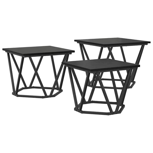 Coffee Table 3 pcs Black Oak 50 x 50 x 40 cm