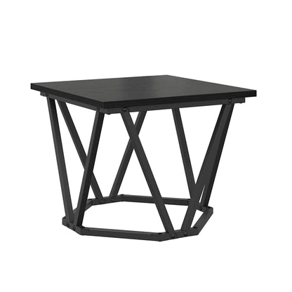 Coffee Table 3 pcs Black Oak Engineered Wood and Steel