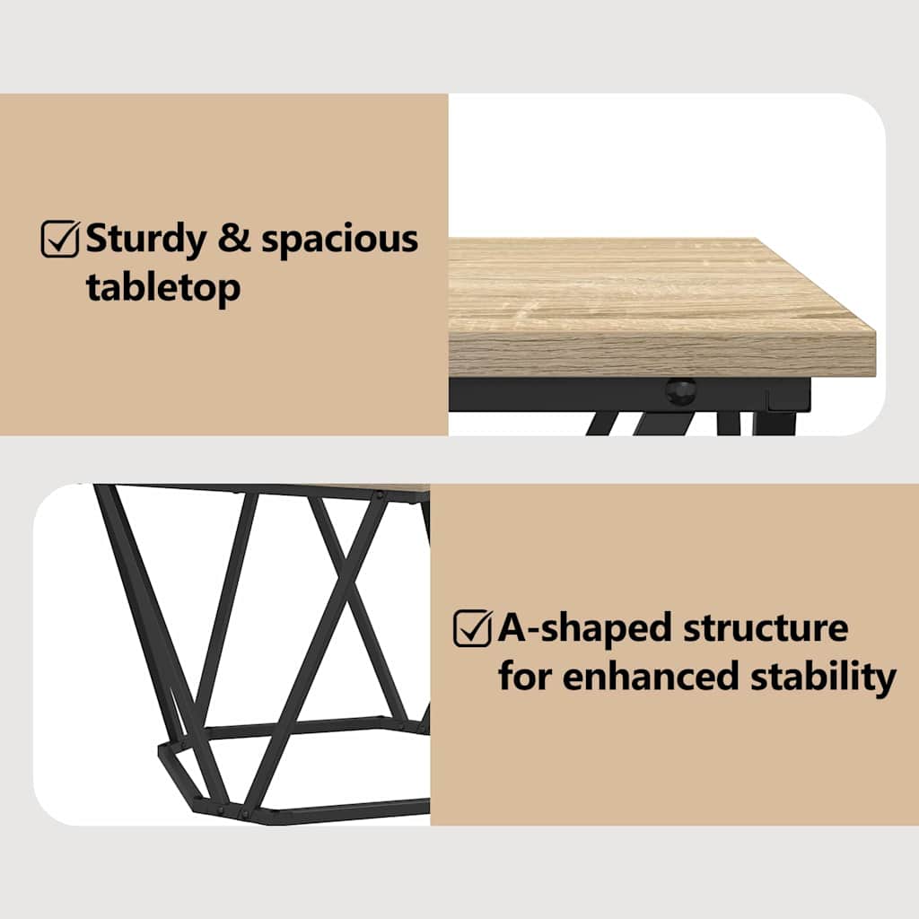 Coffee Table 3 pcs Sonoma Oak Engineered Wood and Steel