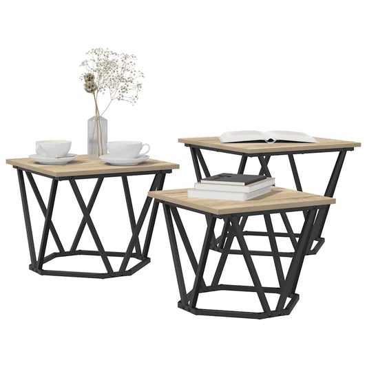 Coffee Table 3 pcs Sonoma Oak 50 x 50 x 40 cm