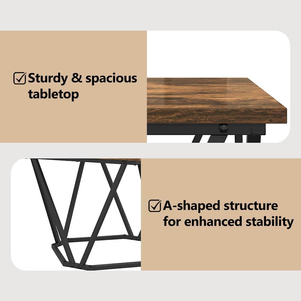 Coffee Table 3 pcs Smoked Oak Engineered Wood and Steel