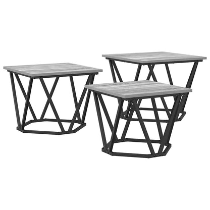 Coffee Table 3 pcs Grey Sonoma Engineered Wood and Steel