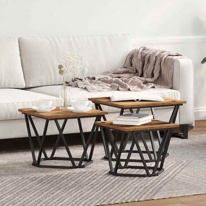 Coffee Table 3 pcs Old Wood Engineered Wood and Steel