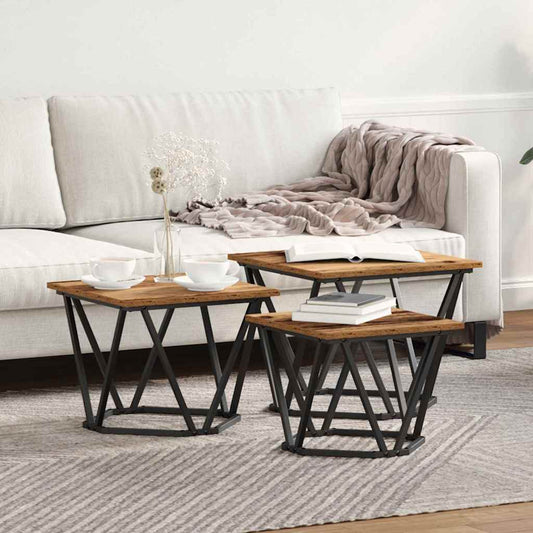 Coffee Table 3 pcs Old Wood 50 x 50 x 40 cm