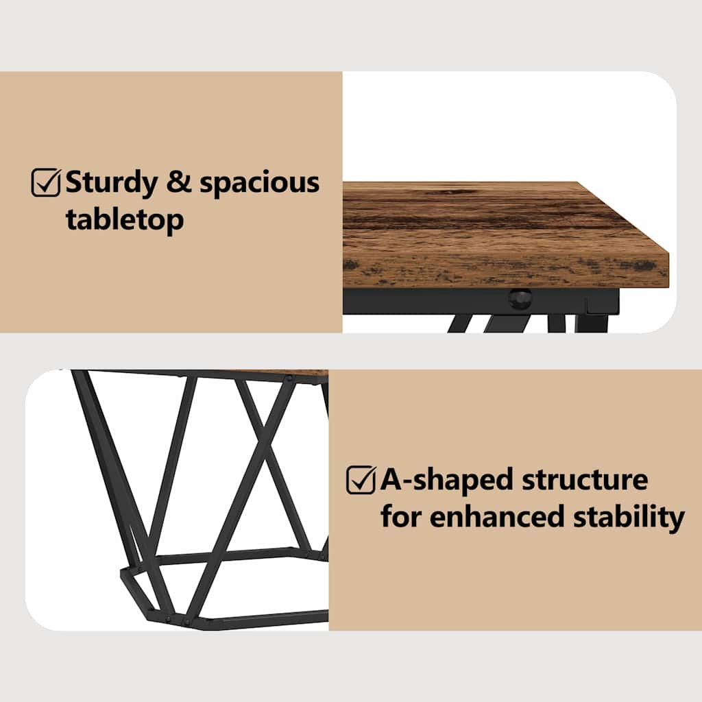 Coffee Table 3 pcs Old Wood Engineered Wood and Steel