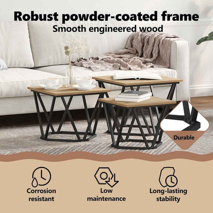 Coffee Table 3 pcs Artisan Oak Engineered Wood and Steel