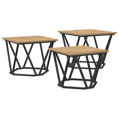 Coffee Table 3 pcs Artisan Oak Engineered Wood and Steel