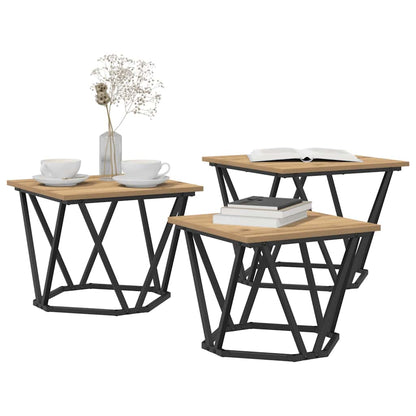 Coffee Table 3 pcs Artisan Oak Engineered Wood and Steel