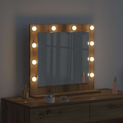 Vanity Mirror Rectangular with Mirror Black Oak 60 x 55 x 18 cm
