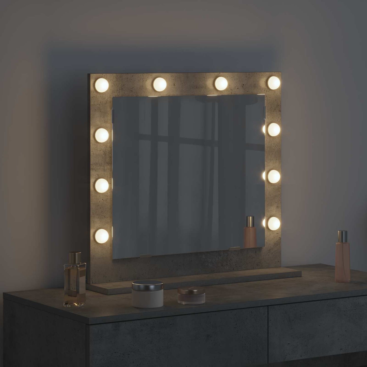 Vanity Mirror Rectangular Concrete Grey 60 x 55 x 18 cm