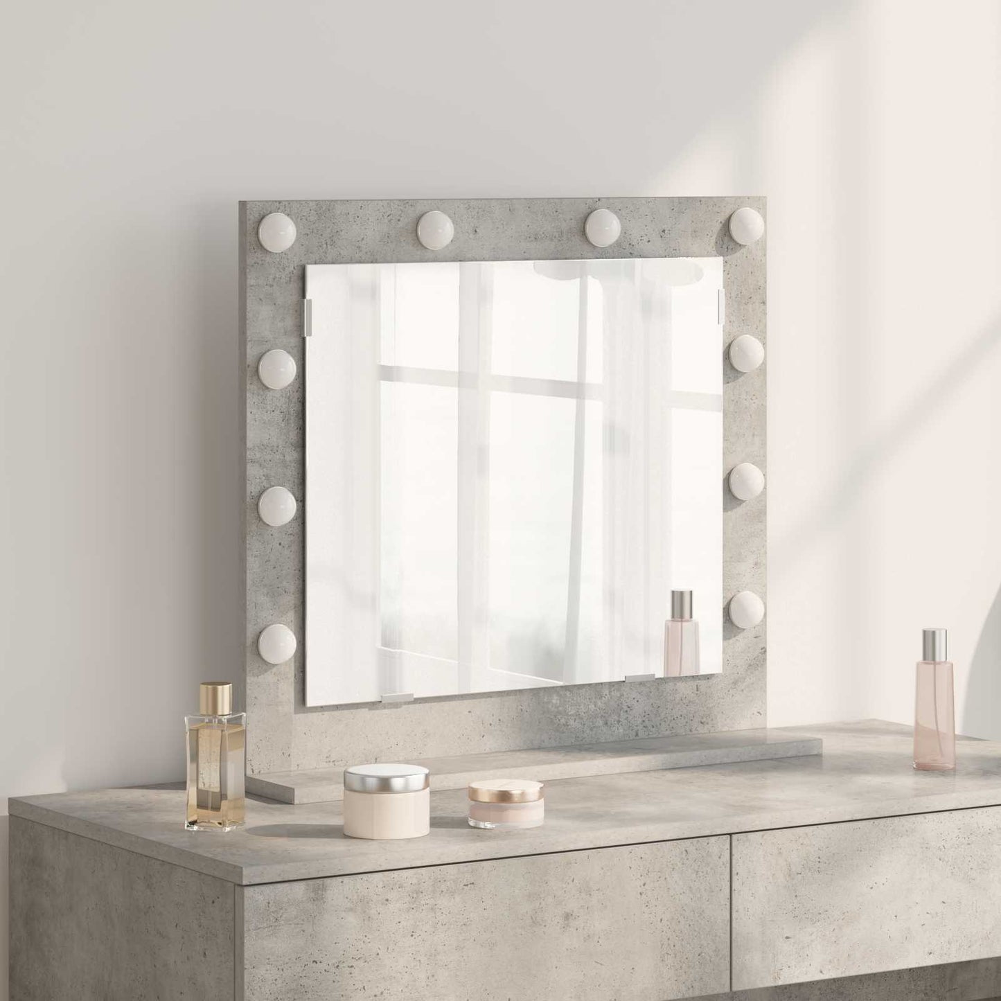 Vanity Mirror Rectangular Concrete Grey 60 x 55 x 18 cm