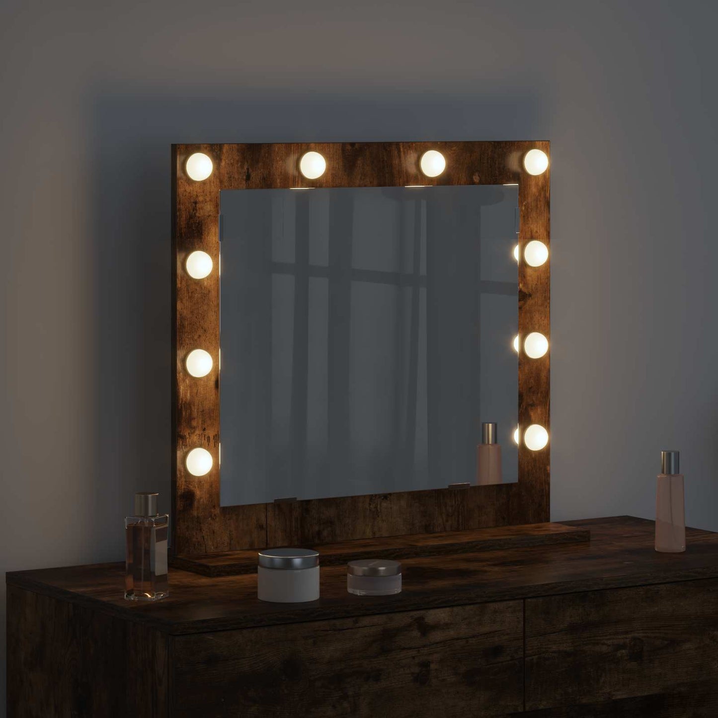 Vanity Mirror Smoked Oak 60 x 55 x 18 cm Rectangular