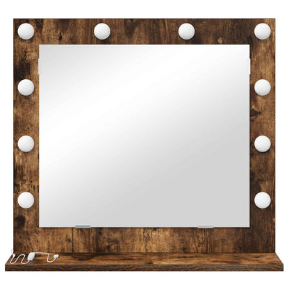 Vanity Mirror Rectangular Smoked Oak 60 x 55 x 18 cm