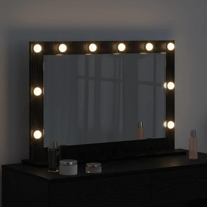 Vanity Mirror Rectangular with Mirror Black Oak 80 x 15 x 18 cm