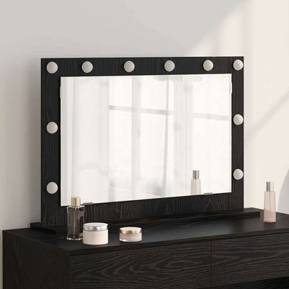 Vanity Mirror Rectangular with Mirror Black Oak 80 x 15 x 18 cm