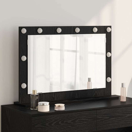 Vanity Mirror Rectangular with Mirror Black Oak 80 x 15 x 18 cm