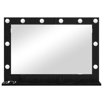 Vanity Mirror Rectangular with Mirror Black Oak 80 x 15 x 18 cm