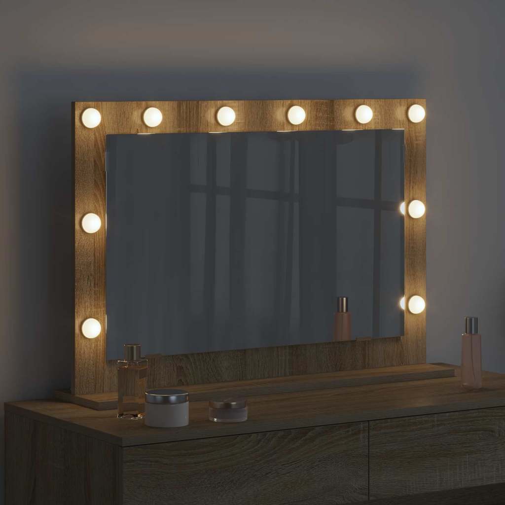 Vanity Mirror Rectangular Sonoma Oak 80 x 55 x 18 cm