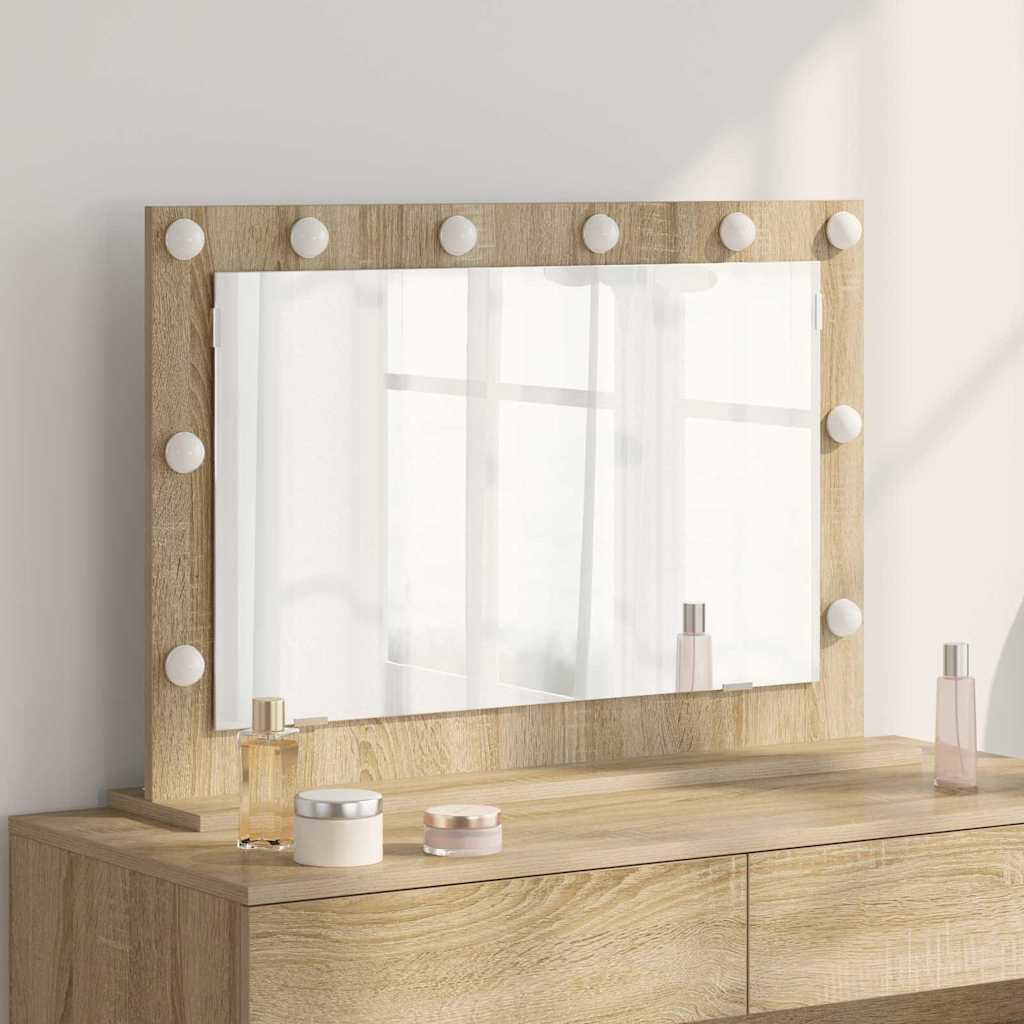 Vanity Mirror Rectangular Sonoma Oak 80 x 55 x 18 cm
