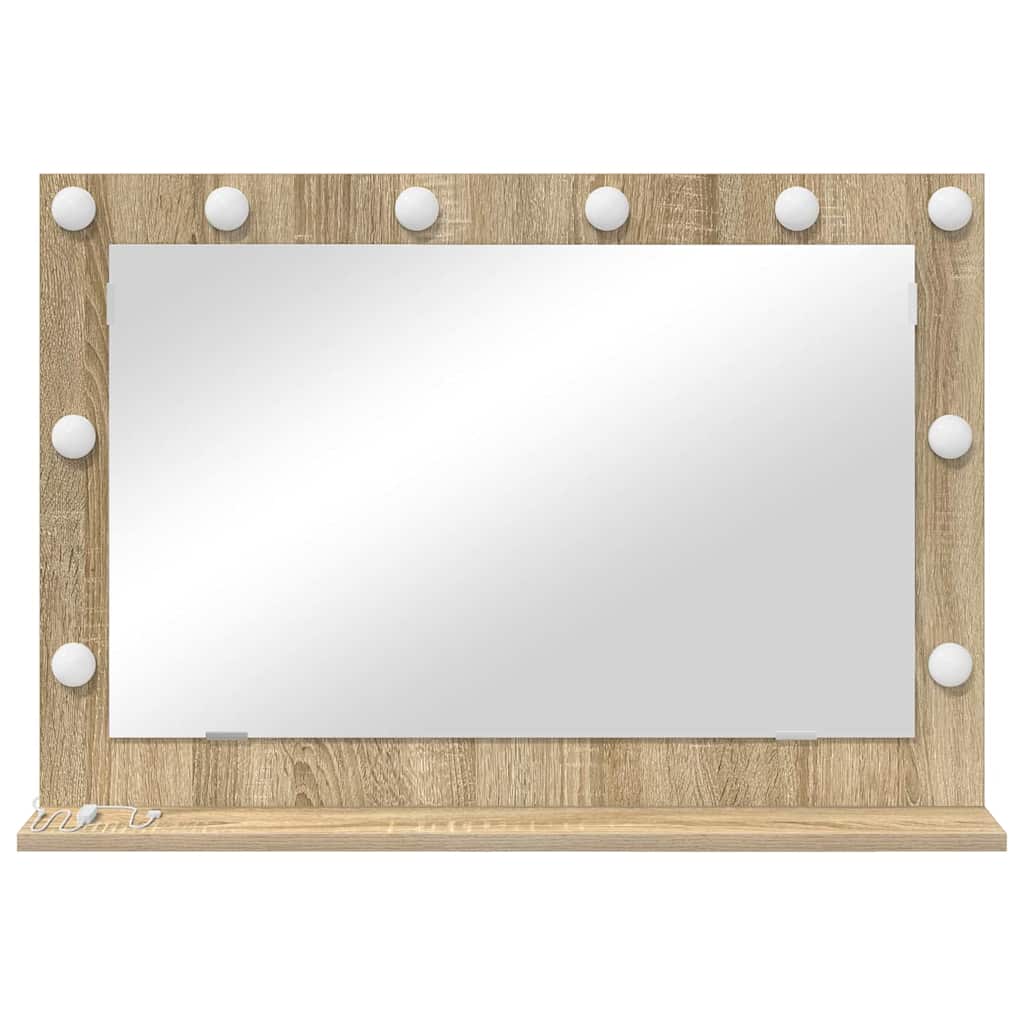 Vanity Mirror Rectangular Sonoma Oak 80 x 55 x 18 cm