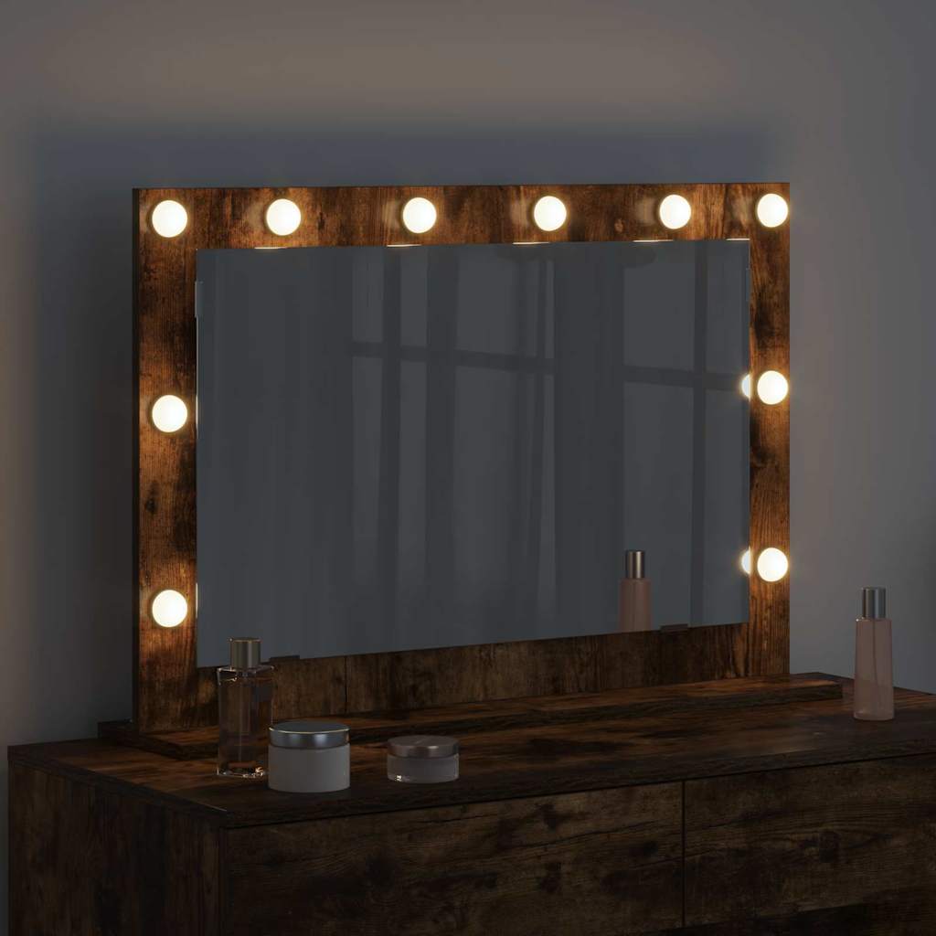 Vanity Mirror Rectangular Smoked Oak 80 x 55 x 18 cm
