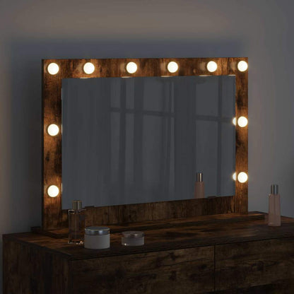 Vanity Mirror Rectangular Smoked Oak 80 x 55 x 18 cm