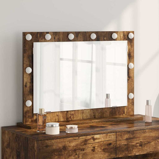 Vanity Mirror Rectangular Smoked Oak 80 x 55 x 18 cm