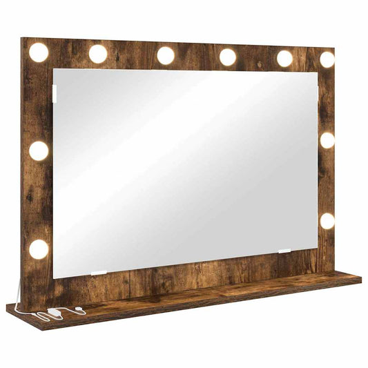 Vanity Mirror Rectangular Smoked Oak 80 x 55 x 18 cm